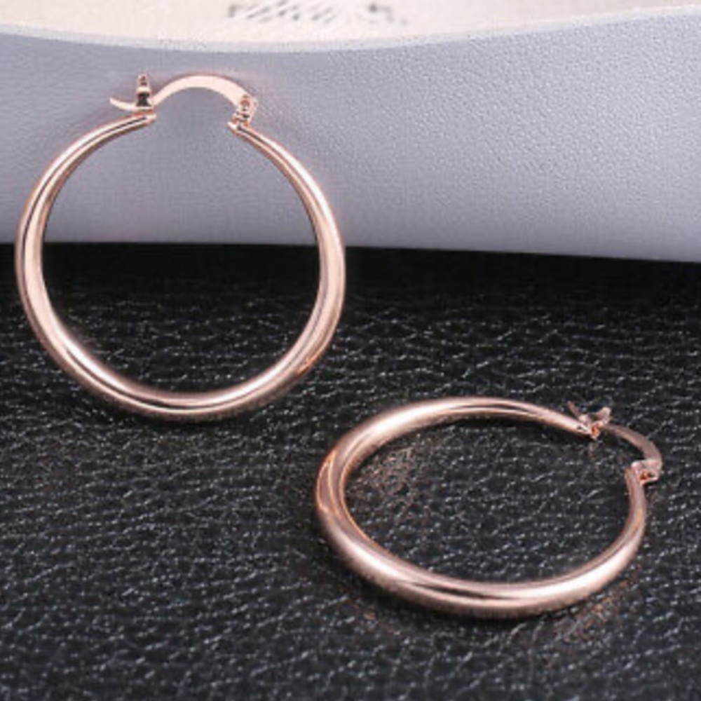 NEW 18k Rose Gold plated Hoop Earrings - Picture 3 of 6